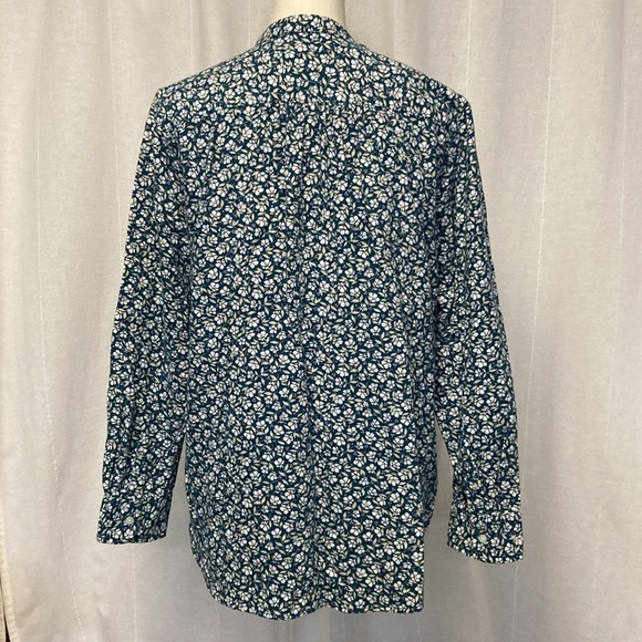 Lands’ End Cotton Flannel Teal Floral Tunic PETITE - Picture 2 of 6